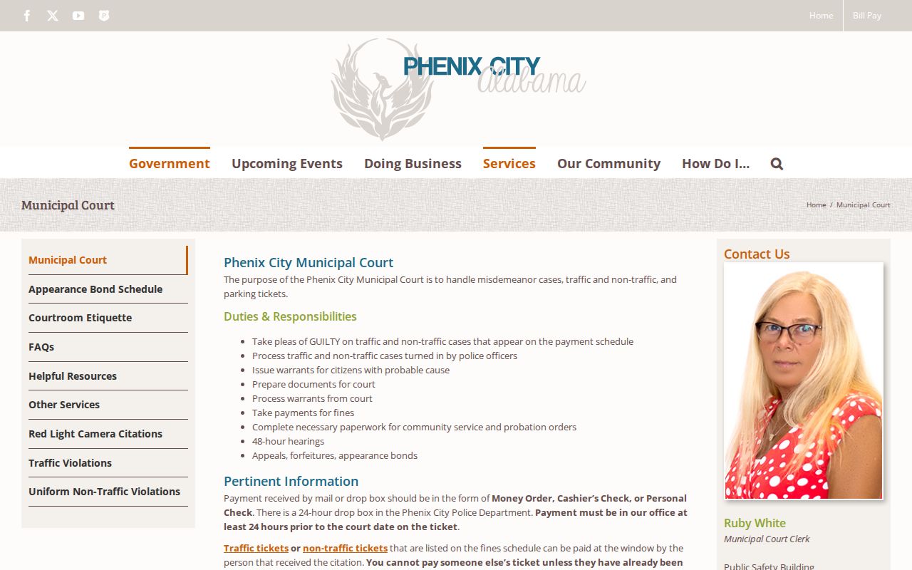 Russell County outstanding warrant context and Phenix City court responsibilities