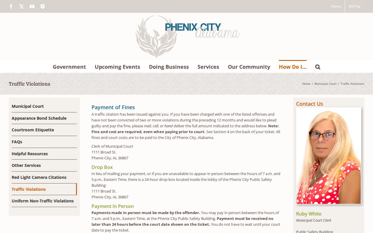 Phenix City payment and trial instructions for Russell County active warrant context