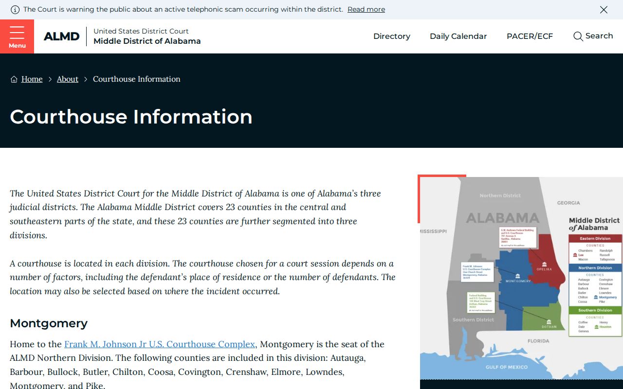 Russell County federal warrant access showing limited Opelika staffing and security guidance